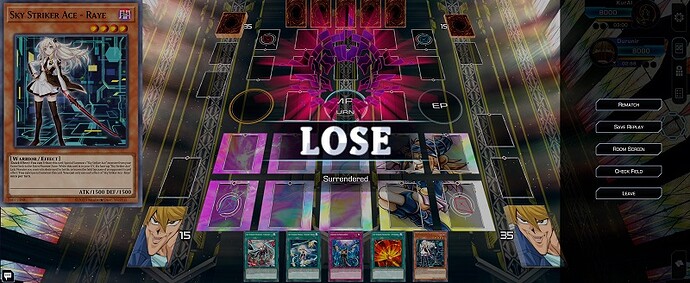 end of duel screen